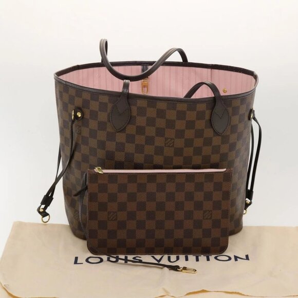LOUIS VUITTON Damier Ebene Rose valerine Neverfull MM ToteBag N41603 Auth 42621A - Picture 2 of 15